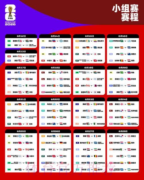 2026世界杯小组赛赛程中国时间比赛时间表免费观看